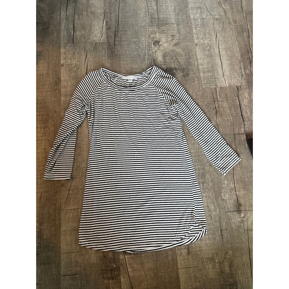 American Eagle Outfitters Striped Ribbed Long Sleeve‎ Top Black White Medium